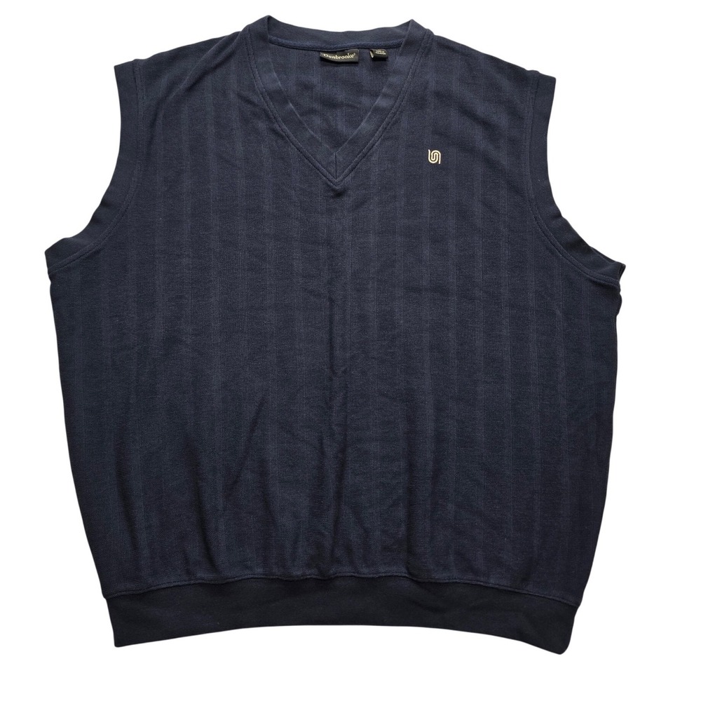 Dunbrooke V-Neck Sweater Vest Ribbed Knit Navy Blue Mens Size XL Gorpcore Preppy